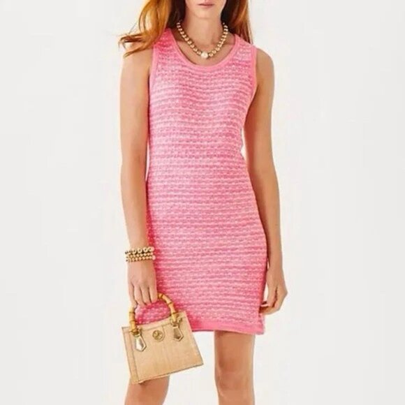 Lilly Pulitzer Carlow Sweater Dress Rousseau Pink Metallic - Size S - NWT - Picture 2 of 6